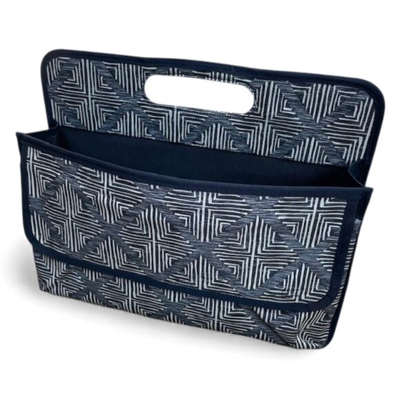 Thirty One Double Duty Caddy Windswept Diamonds Storage Organize Bag Tote Blue - Picture 2 of 8